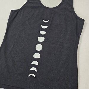 Treelance Womens XL Black Organic Cotton Moon Phase Celestial Yoga Tank Top slim